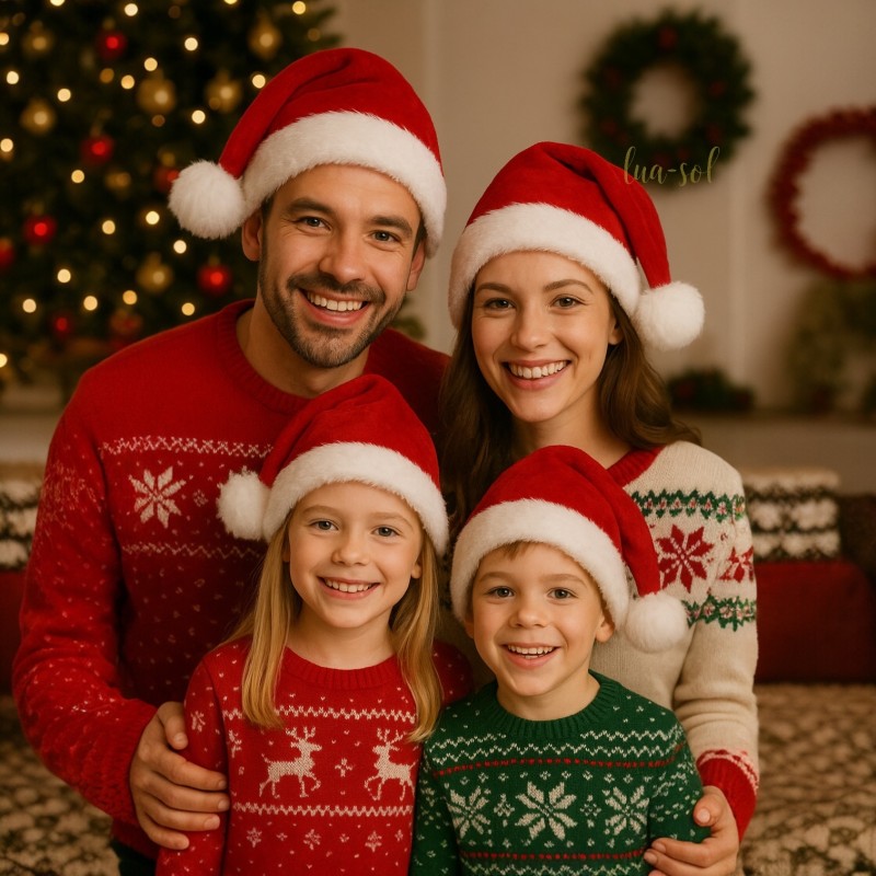 Aksamitna czapka Mikołaja na święta z pomponem