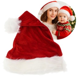 Aksamitna czapka Mikołaja na święta z pomponem