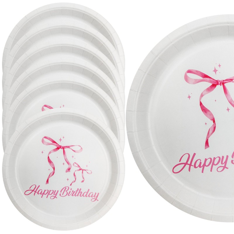 Talerzyki papierowe Kokardki 6 szt 23 cm