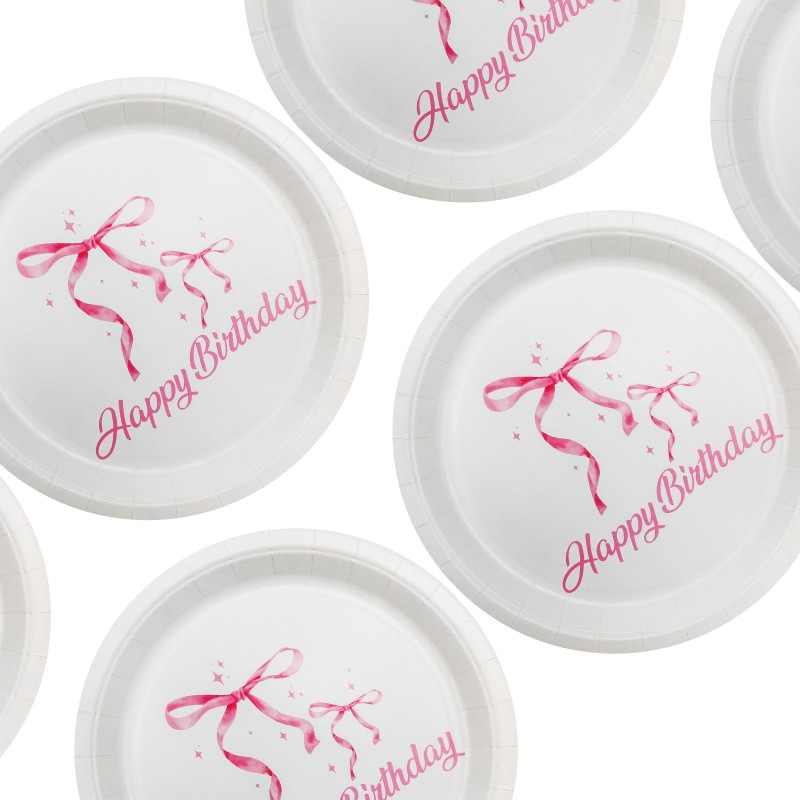 Talerzyki papierowe Kokardki 6 szt 23 cm