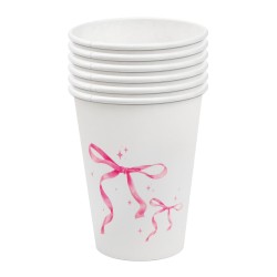 Kubeczki papierowe 260ml z kokardkami 6 sztuk