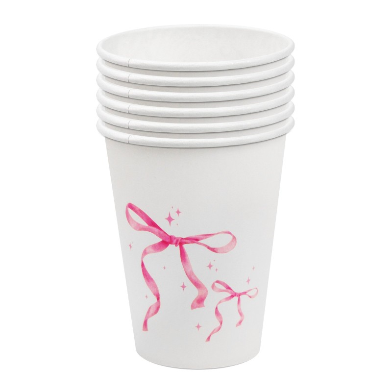 Kubeczki papierowe 260ml z kokardkami 6 sztuk