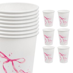Kubeczki papierowe 260ml z kokardkami 6 sztuk