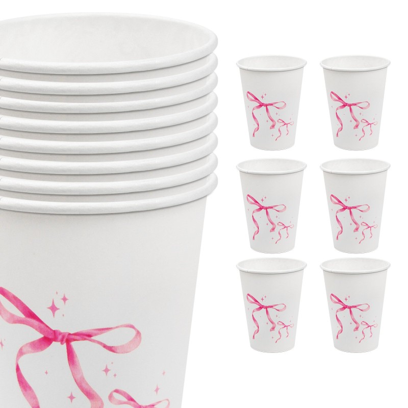 Kubeczki papierowe 260ml z kokardkami 6 sztuk