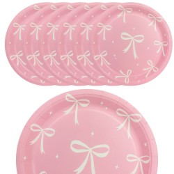 Talerzyki papierowe z kokardkami 18cm 6szt