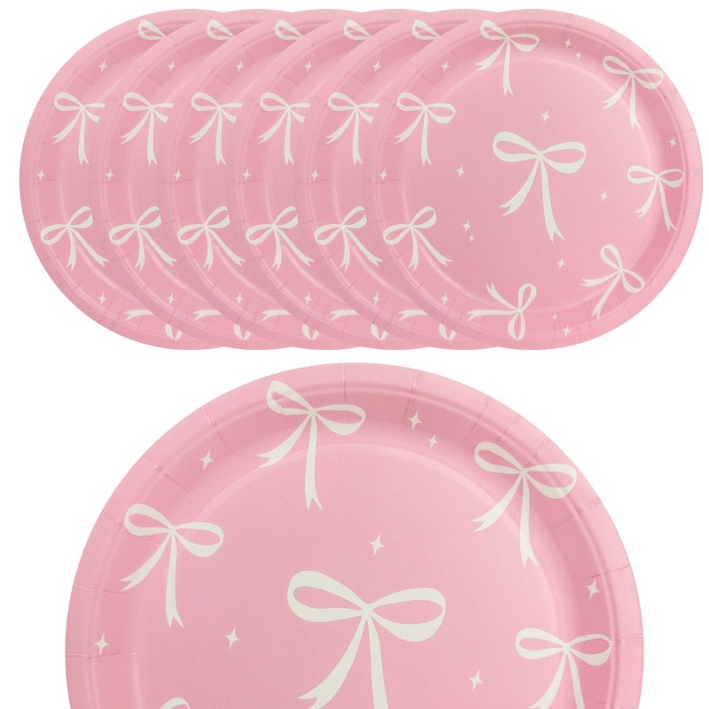 Talerzyki papierowe z kokardkami 18cm 6szt