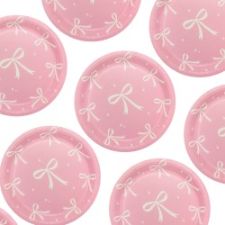 Talerzyki papierowe z kokardkami 18cm 6szt