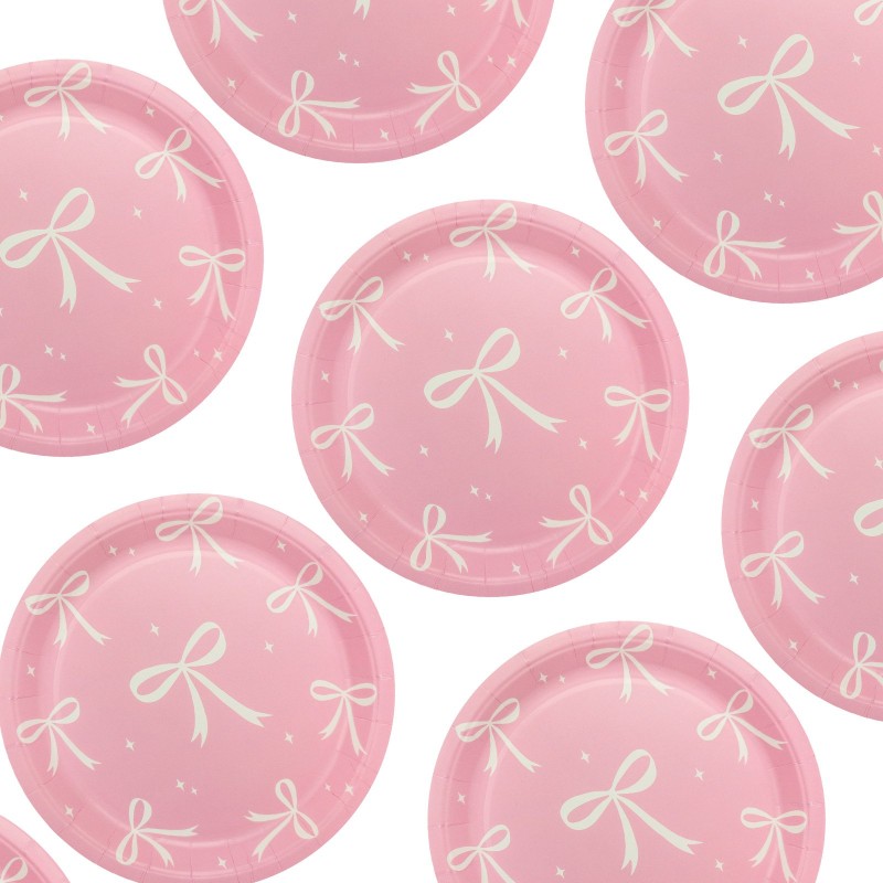 Talerzyki papierowe z kokardkami 18cm 6szt