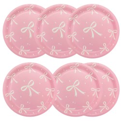 Talerzyki papierowe z kokardkami 18cm 6szt