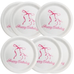 Zestaw urodzinowy Birthday Bow Elegance talerzyki kubki