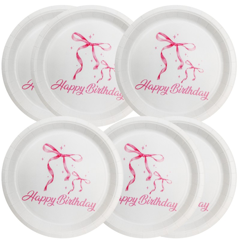 Zestaw urodzinowy Birthday Bow Elegance talerzyki kubki