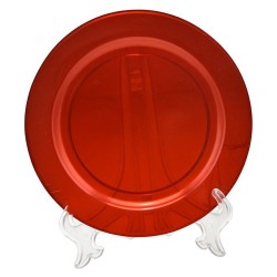Talerze z PVC Czerwone Transparentne 26cm 3 sztuki