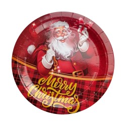 Zestaw talerzyków jednorazowych 18cm Święty Mikołaj 8 szt.