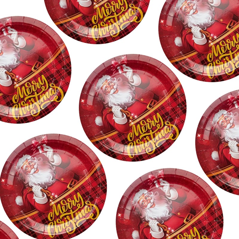 Zestaw talerzyków jednorazowych 18cm Święty Mikołaj 8 szt.