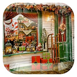 Kwadratowe talerzyki jednorazowe Nataluna Christmas 8 szt.