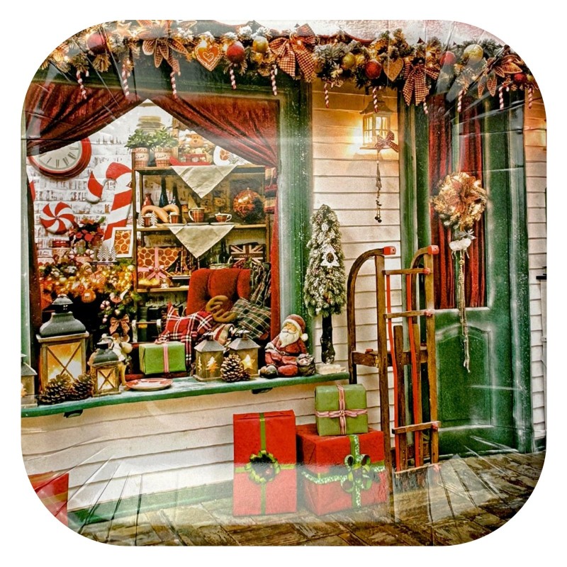 Kwadratowe talerzyki jednorazowe Nataluna Christmas 8 szt.