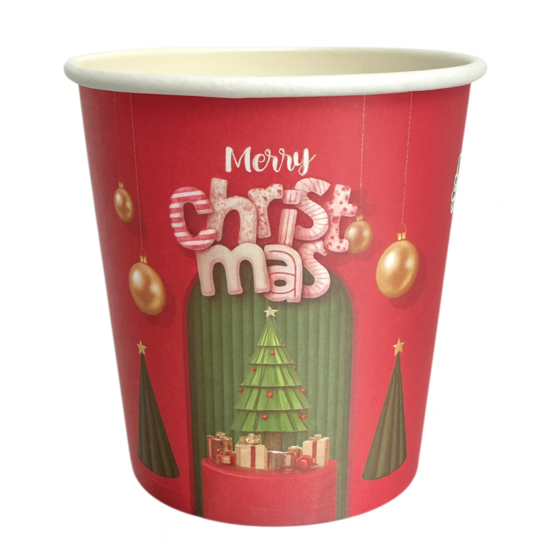 Małe kubeczki świąteczne Merry Christmas 75 ml  50 szt.