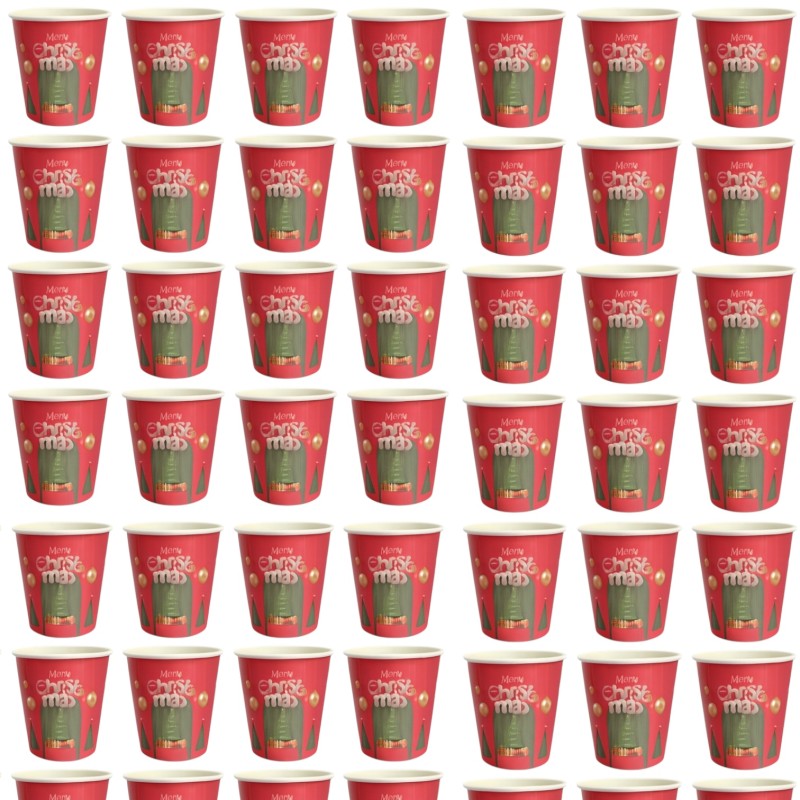 Małe kubeczki świąteczne Merry Christmas 75 ml  50 szt.