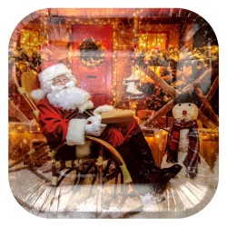 Świąteczne Talerzyki Papierowe 8 sztuk 22x22cm