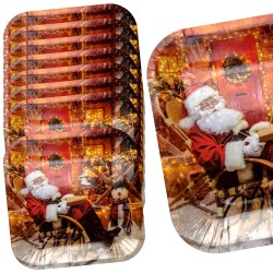 Świąteczne Talerzyki Papierowe 8 sztuk 22x22cm