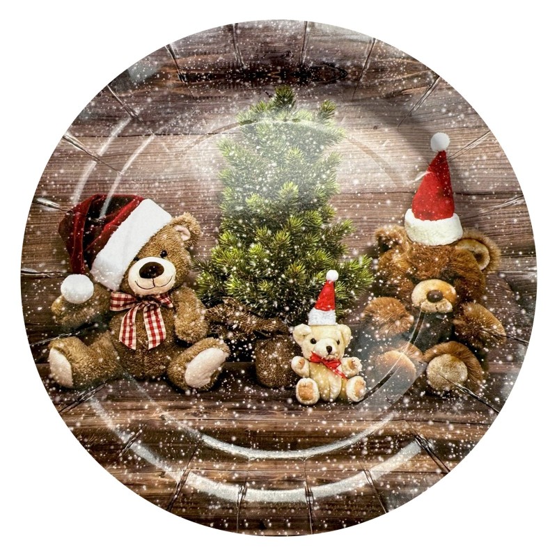 Talerzyki świąteczne Misie 18 cm 8 szt.