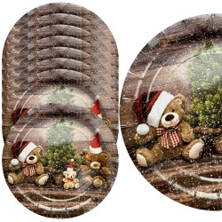 Talerzyki świąteczne Misie 18 cm 8 szt.