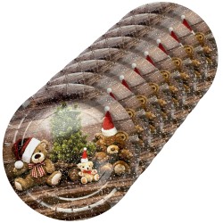 Talerzyki świąteczne Misie 18 cm 8 szt.