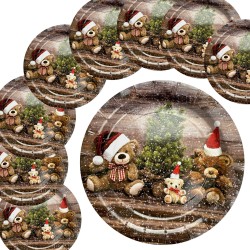 Talerzyki świąteczne Misie 18 cm 8 szt.