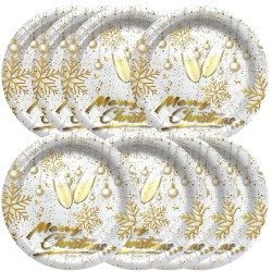 Talerzyki Świąteczne Golden Cheers 8 szt. 22 cm