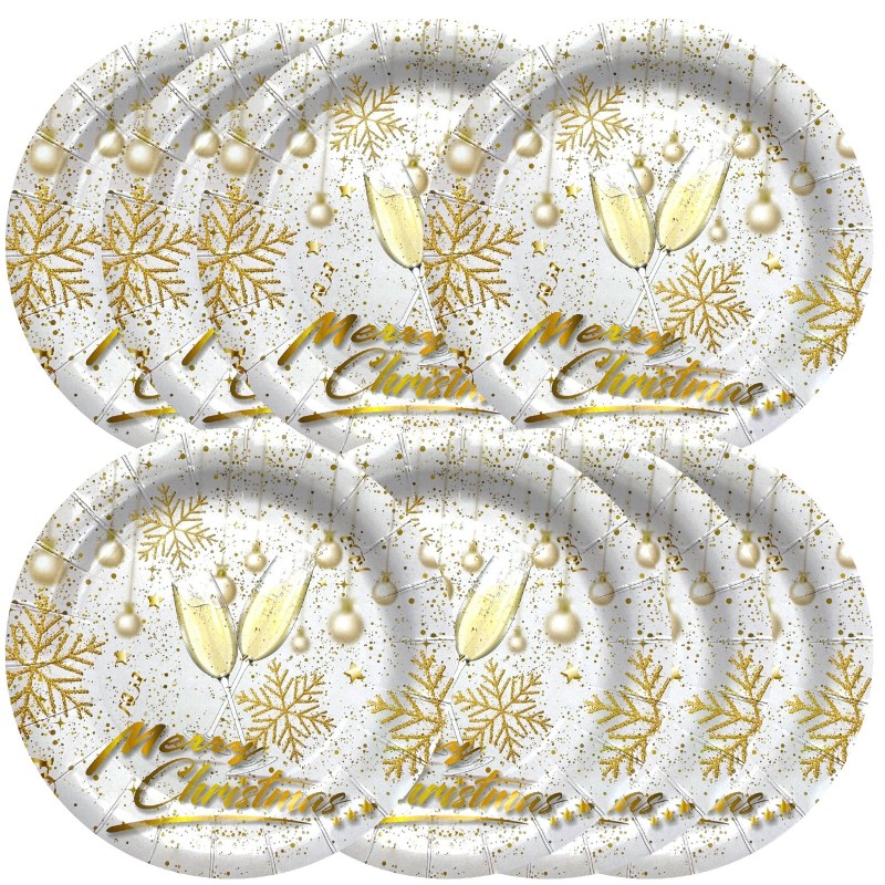 Talerzyki Świąteczne Golden Cheers 8 szt. 22 cm