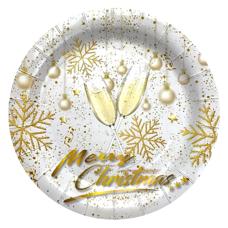 Talerzyki Świąteczne Golden Cheers 8 szt. 22 cm