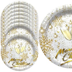 Talerzyki Świąteczne Golden Cheers 8 szt. 22 cm