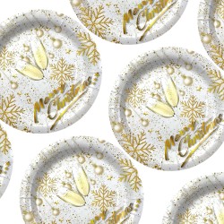 Talerzyki Świąteczne Golden Cheers 8 szt. 22 cm