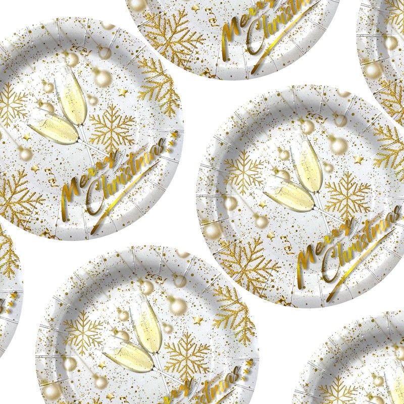 Talerzyki Świąteczne Golden Cheers 8 szt. 22 cm