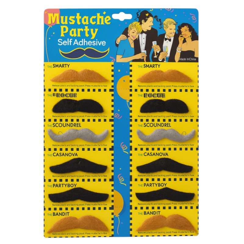 Wąsy samoprzylepne 12 sztuk do kostiumów