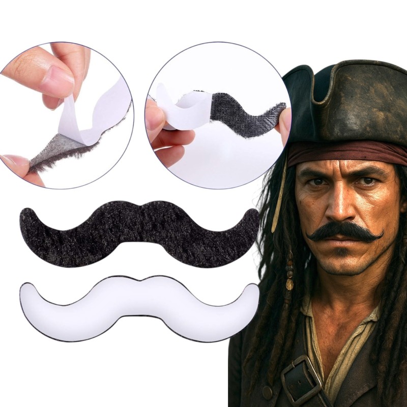 Wąsy samoprzylepne 12 sztuk do kostiumów