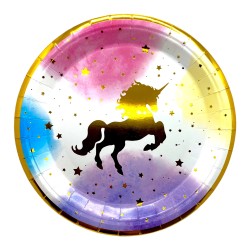 Talerze papierowe z jednorożcem 18cm 6 sztuk