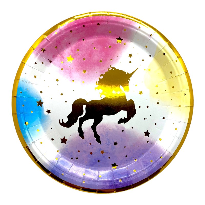Talerze papierowe z jednorożcem 18cm 6 sztuk