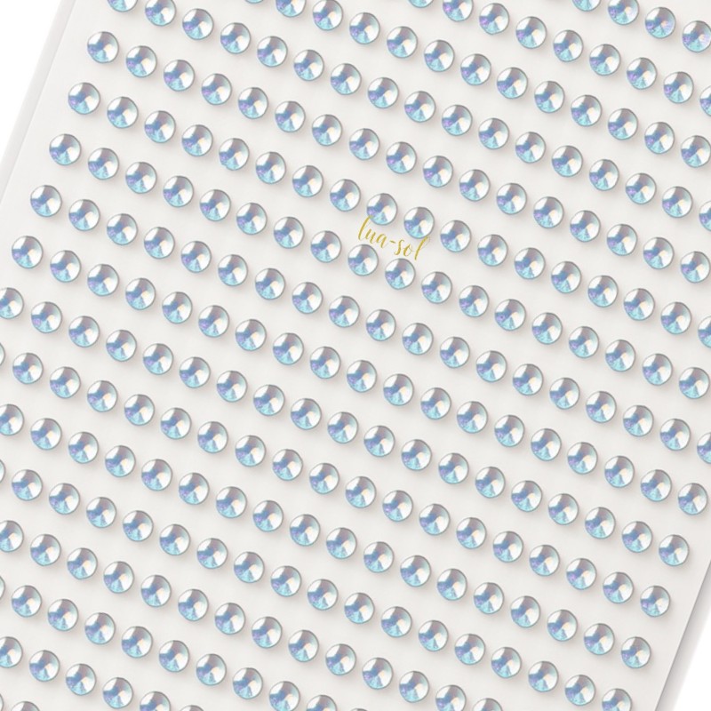 Kryształki Naklejki holo Srebrne OPAL 4mm 750 szt Opalizujące