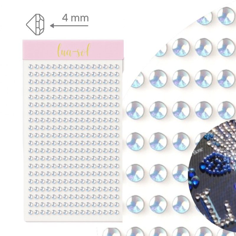 Kryształki Naklejki holo Srebrne OPAL 4mm 750 szt Opalizujące