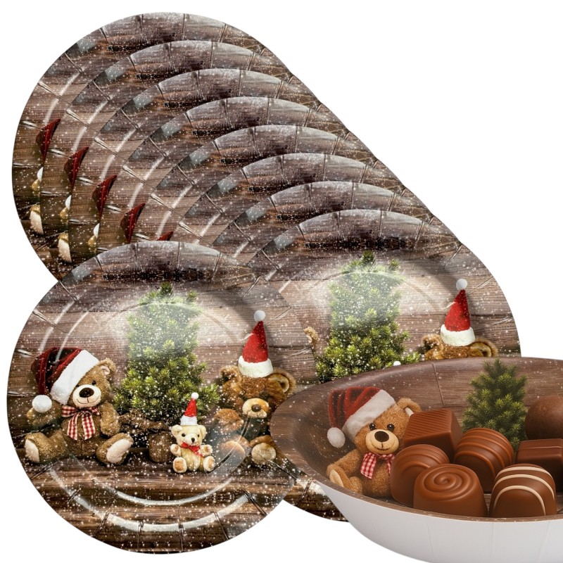 Papierowa miska 16cm z motywem świątecznym, zestaw 8 szt.