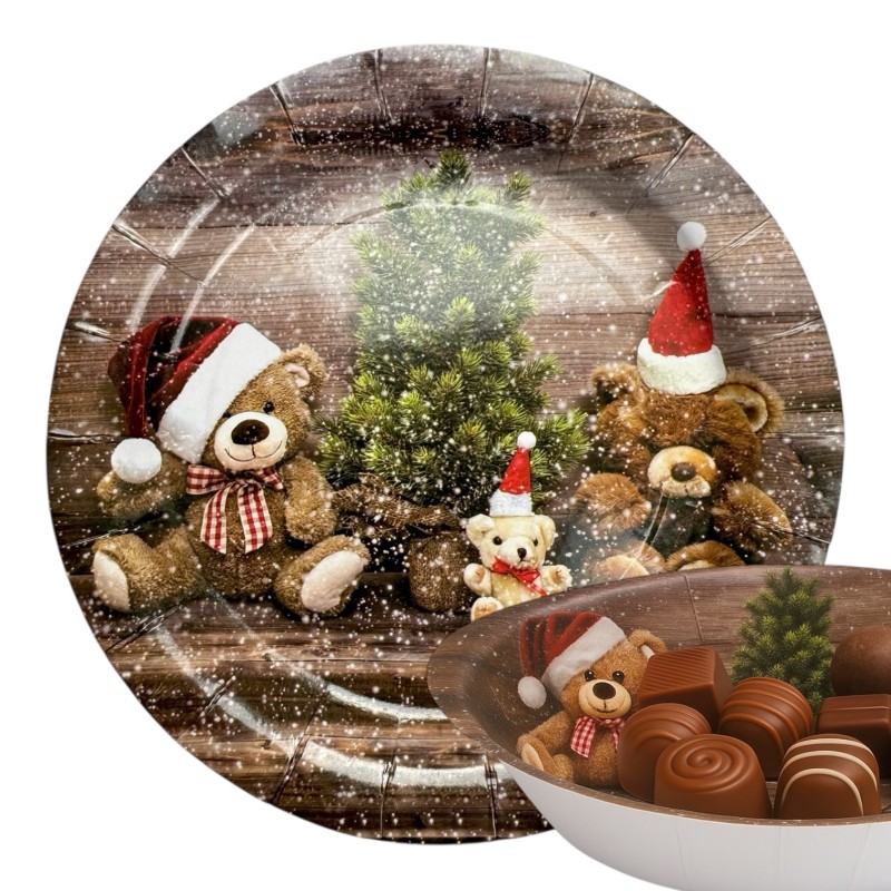 Papierowa miska 16cm z motywem świątecznym, zestaw 8 szt.