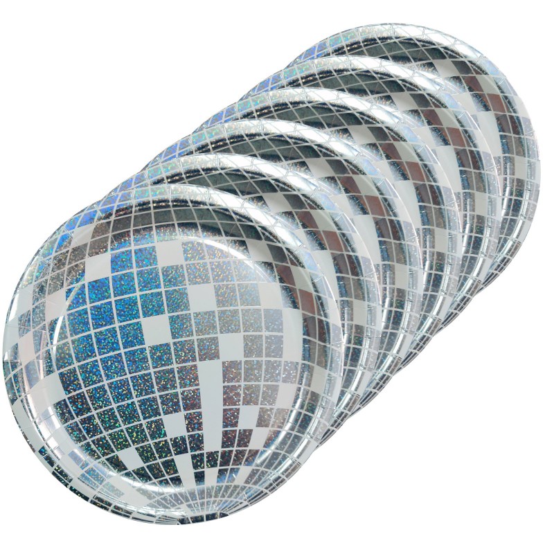 Talerzyki papierowe Holo Disco 6szt 23cm