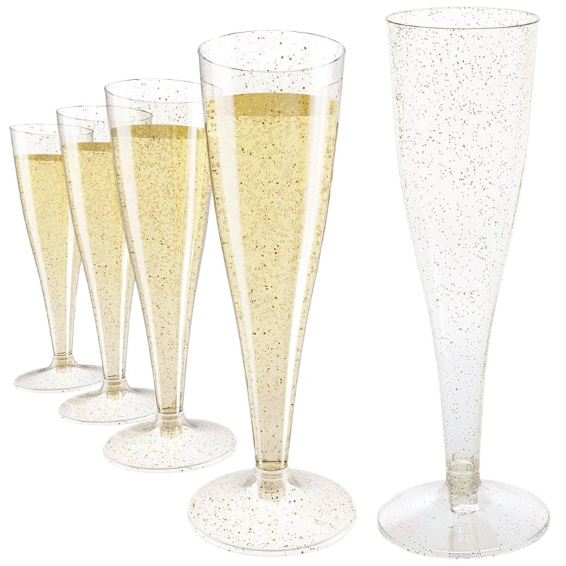 Zestaw kieliszków plastikowych z brokatem 4 szt.