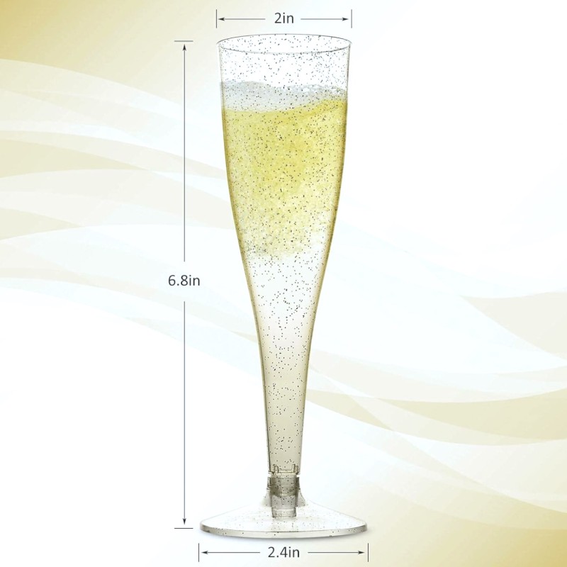 Zestaw kieliszków plastikowych z brokatem 4 szt.