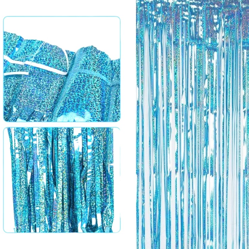 Kurtyna metaliczna holo turkusowa imprezowa
