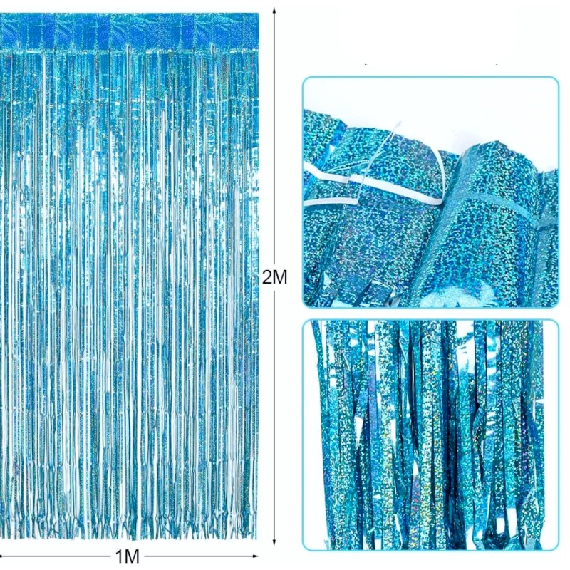 Kurtyna metaliczna holo turkusowa imprezowa