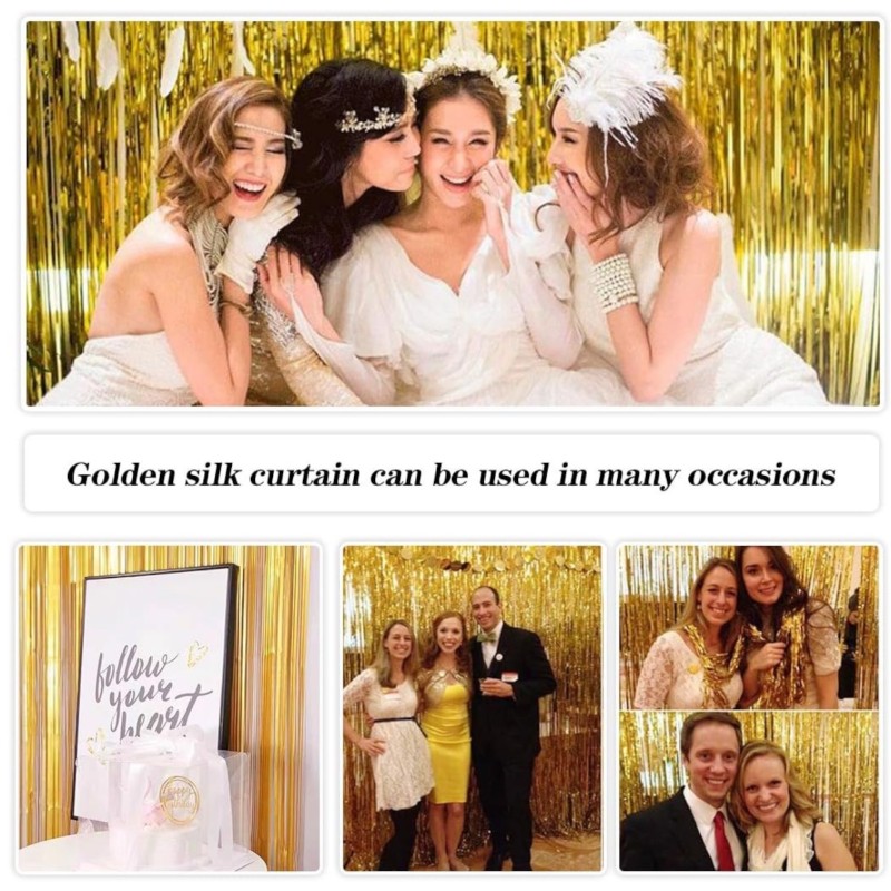 Kurtyna imprezowa metaliczna złota tło foto event