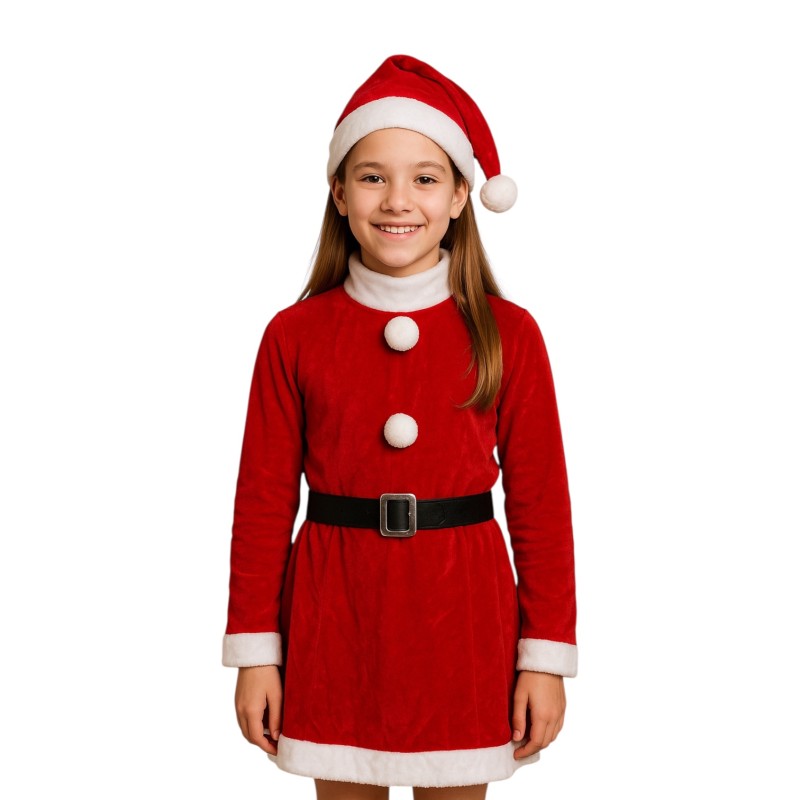 Świąteczny Strój Mikołajki z Czapka 10-13 lat