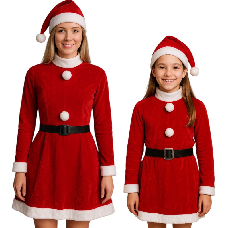 Świąteczny Strój Mikołajki z Czapka 10-13 lat